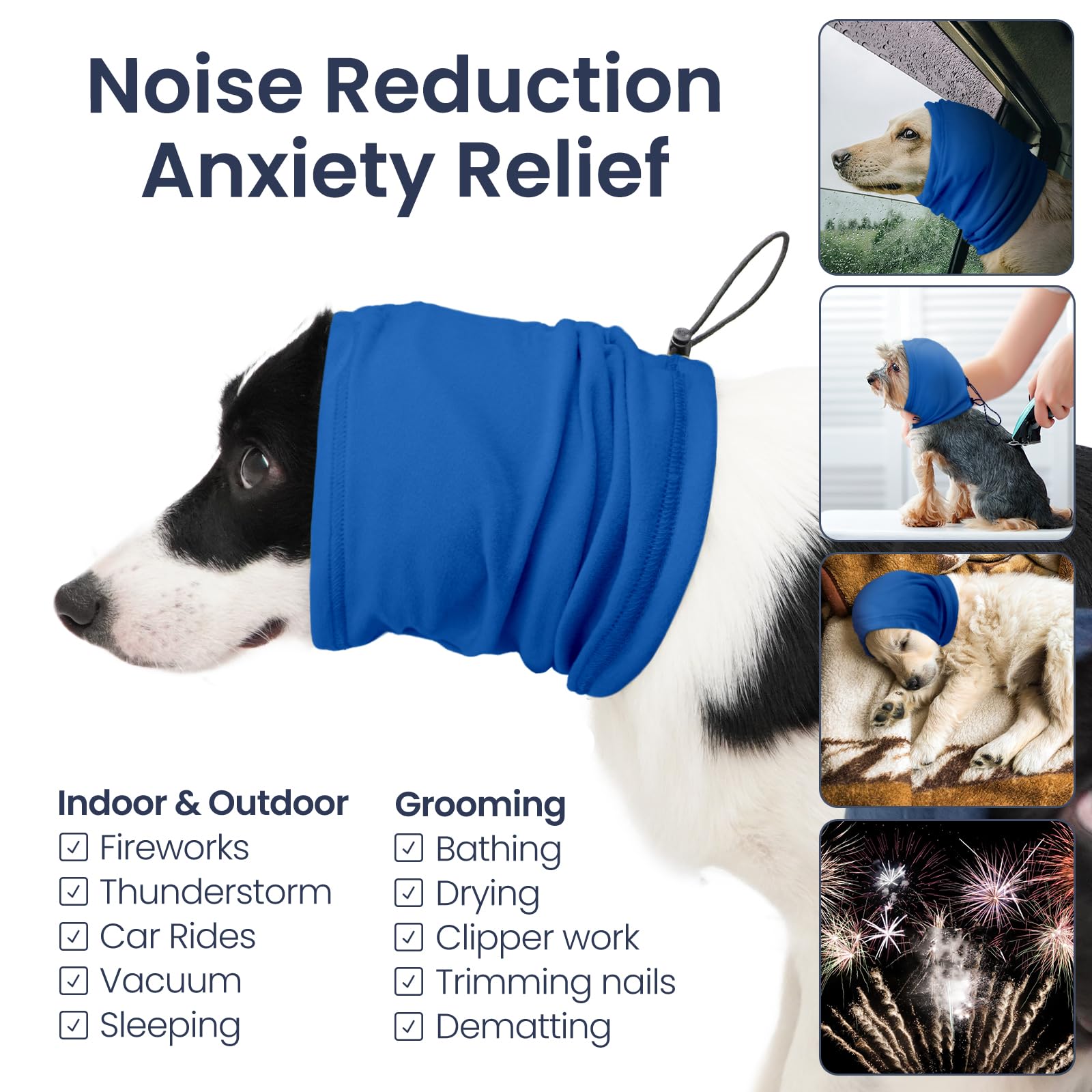 Nanaki 3Rd Gen Dog Calming Hoodie, Anti-Slip Noise Protection Ear Muffs Hematomas Ear Wraps For Dogs, Adjustable Head Wrap For F